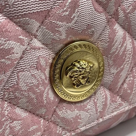 Versace Pink Floral Fabric Shoulder Bag NWOT - Picture 7 of 7